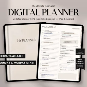Digital Planner Undated, iPad & Android Planner, GoodNotes Planner, Digital Calendar, Daily, Weekly, Monthly Journal, 2024 2025 iPad Planner