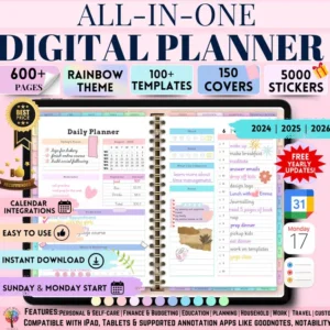 All-in-One Digital Planner 2024, 2025, 2026, Digital Planner, Digital Journal, Digital Goodnotes Template, Weekly, Daily Planner, Notability