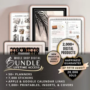 Digital Planner Digital Sticker Whole Shop Bundle Budget Fitness Notebook Goal Meal Planning for iPads Phones Tablets GoodNotes 2025 Planner