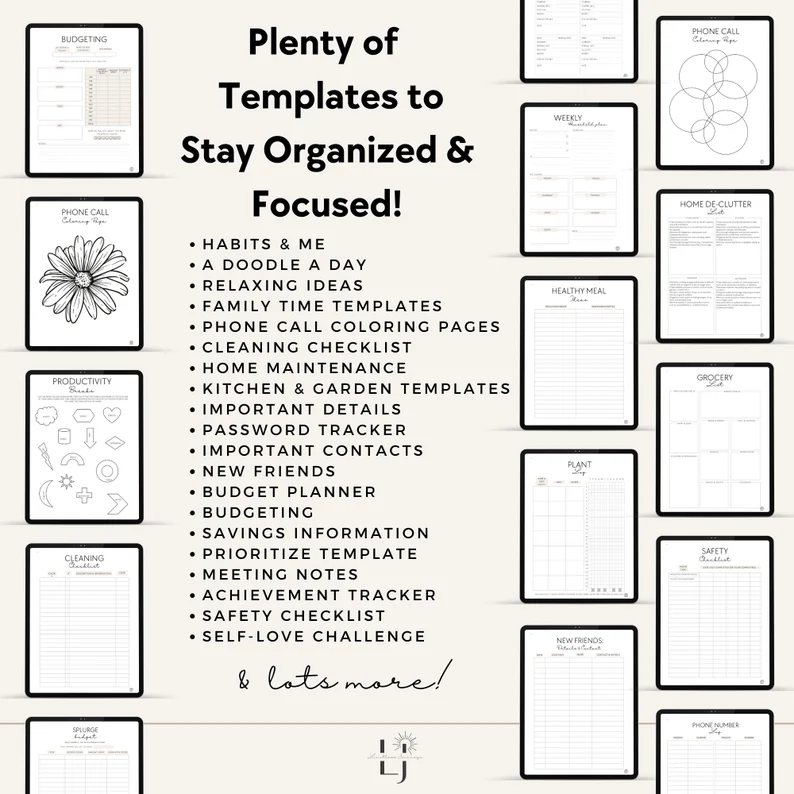 ADHD Digital Planner, ADHD Planner, Printable, Daily Planner, Medication & Habit Tracker, ADHD Planner Adult, Cleaning and Meal Planner - Image 4
