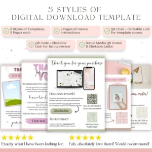 Digital Download Instruction Templates for Digital Products, Template For Digital Product Sellers, Canva instruction pdf thank you template