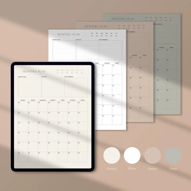 Digital Monthly Planner, Digital Planner, iPad Monthly planner, Minimalist Planner, iPad Planner, GoodNotes Planner, Notability Planner - Image 6