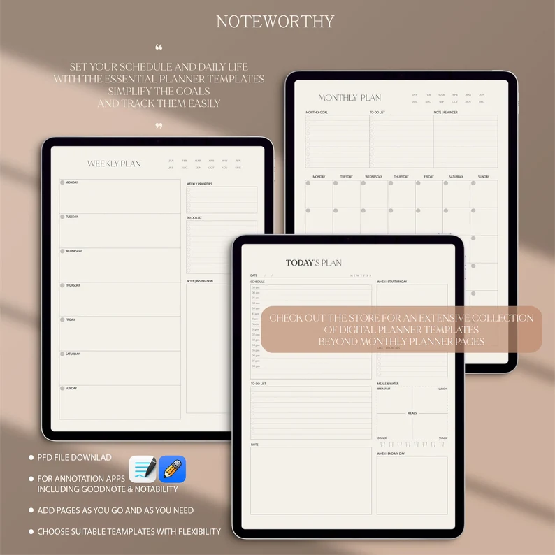 Digital Monthly Planner, Digital Planner, iPad Monthly planner, Minimalist Planner, iPad Planner, GoodNotes Planner, Notability Planner - Image 4